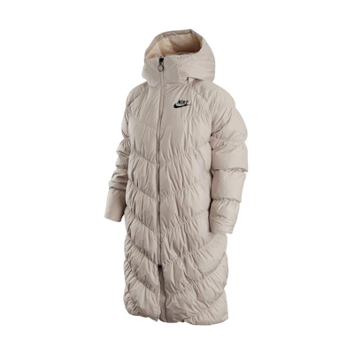(Women) Nike Sportswear Long Hooded Puffer Down Jacket - White Beige. DV0775-008