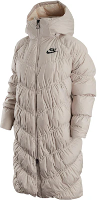 (Women) Nike Sportswear Long Hooded Puffer Down Jacket - White Beige. DV0775-008 Order (Women) Nike Sportswear Long Hooded Puffer Down Jacket - White Beige. DV0775-008