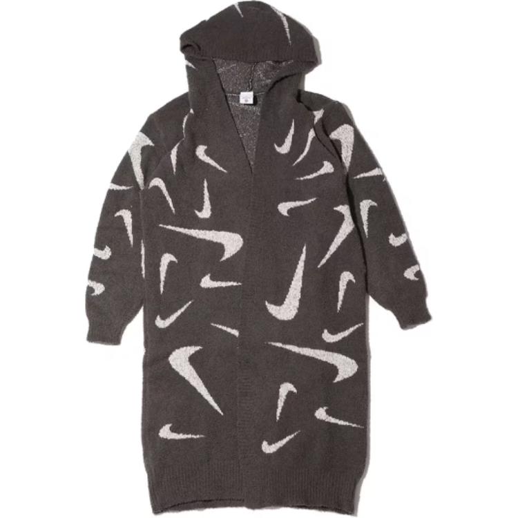 (Women) Nike Sportswear  Phoenix Bouclé Knit Long Hoodie in Grey. FD4283-254