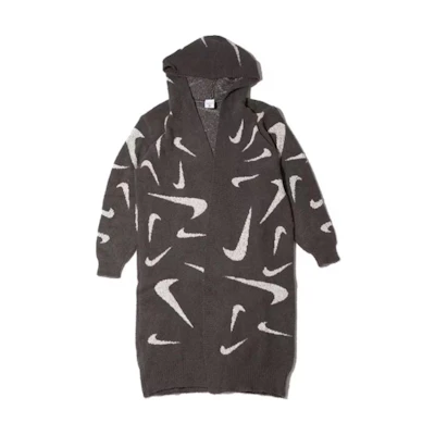 (Women) Nike Sportswear Phoenix Bouclé Knit Long Hoodie in Grey. FD4283-254