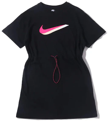 (Women) Nike Sportswear Black 3D Logo Print Breathable Drawstring Waist Dress CU5173-010 Buy (Women) Nike Sportswear Black 3D Logo Print Breathable Drawstring Waist Dress CU5173-010