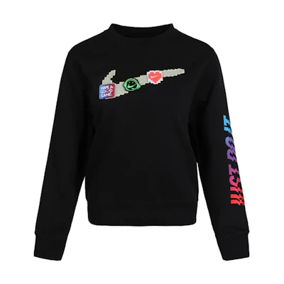 (Women) Nike Sportswear Black Crewneck Logo Printed Long-Sleeve Sweatshirt DC3941-010