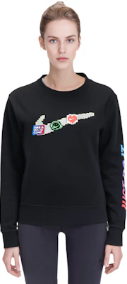 (W) Nike Sportswear 黑色圓領長袖印花運動衫 DC3941-010 3