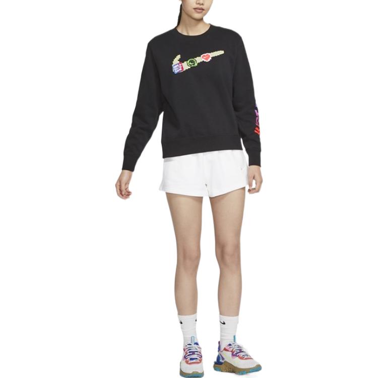Shop (W) Nike Sportswear 黑色圓領長袖印花運動衫 DC3941-010