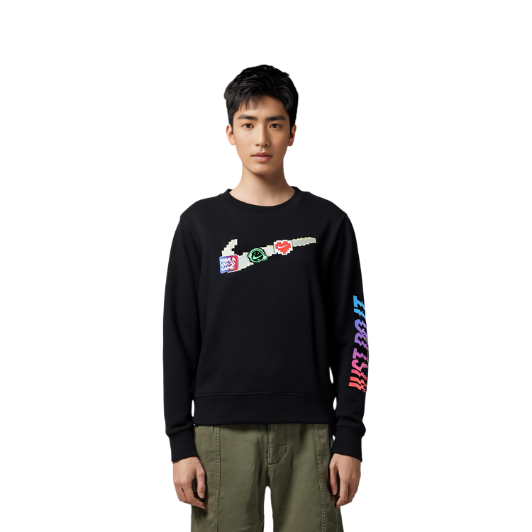 Sizing (W) Nike Sportswear 黑色圓領長袖印花運動衫 DC3941-010