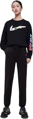 (W) Nike Sportswear 黑色圓領長袖印花運動衫 DC3941-010 2