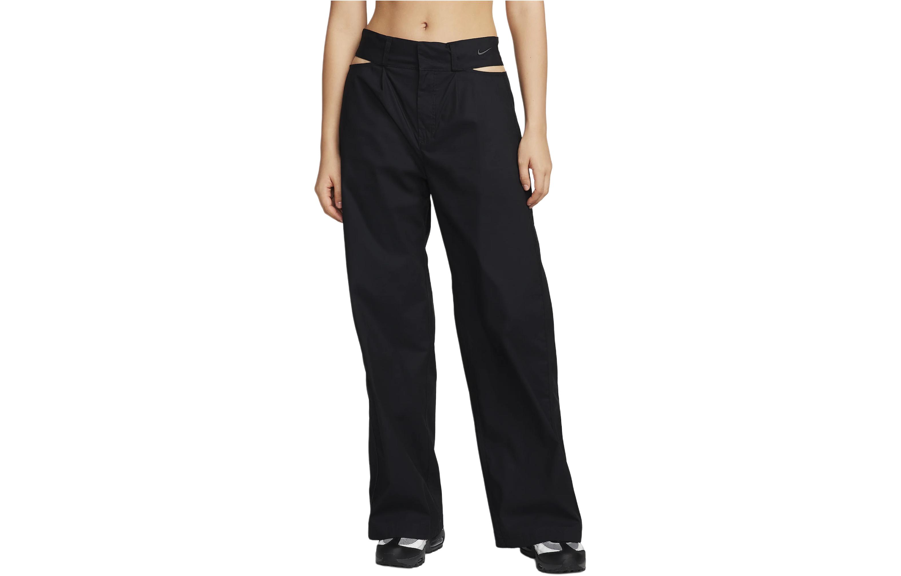 (Women) Nike Sportswear Black High-Waisted Logo Straight-Leg Casual Pants FN1883-010