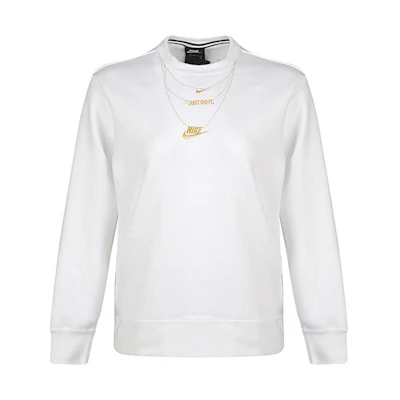 (Women) Nike Sportswear Embroidered Logo Crewneck Pullover Sweatshirt Women White CI9993-100