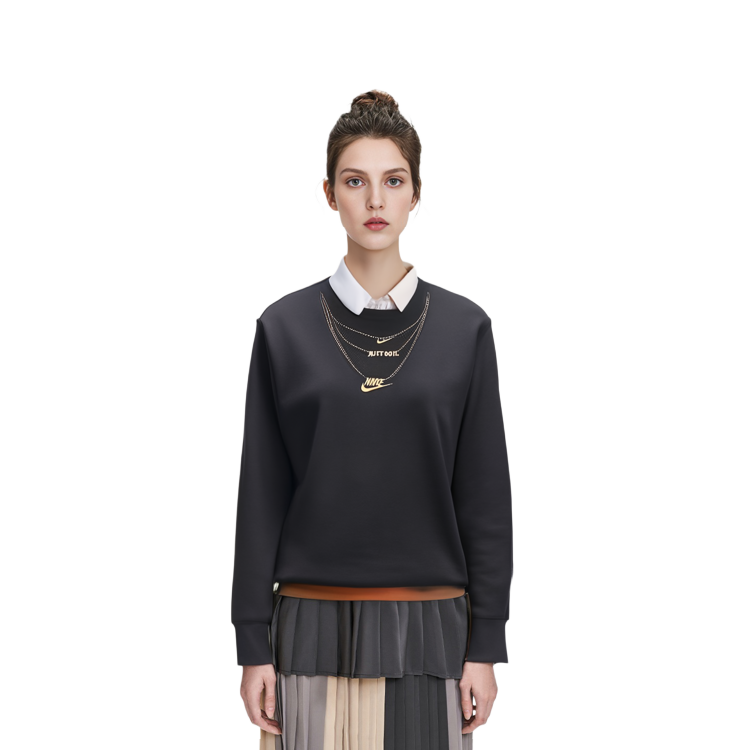 Sizing (W) Nike Sportswear 刺绣标志黑色圆领套头衫 CZ4023-010