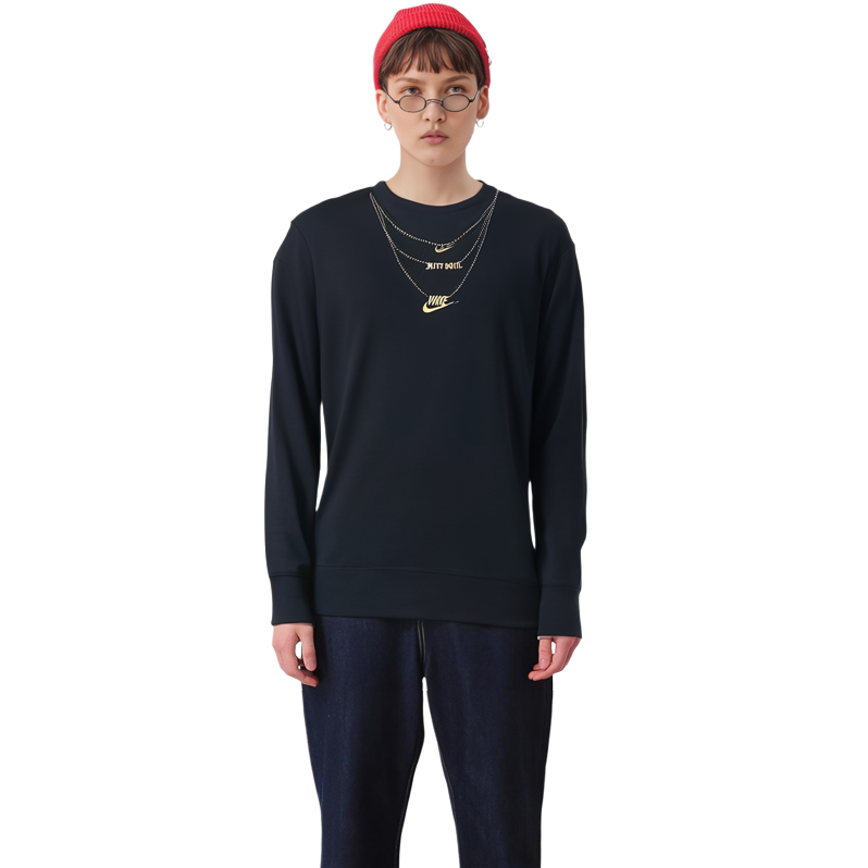 Cheap (W) Nike Sportswear 刺绣标志黑色圆领套头衫 CZ4023-010