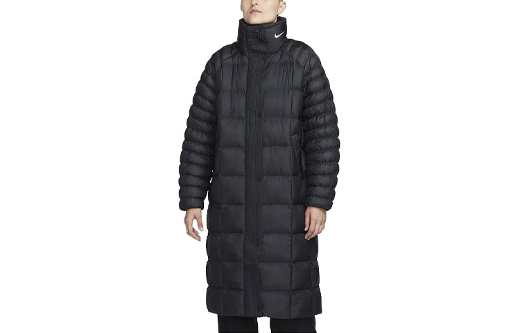 (Women) Nike Sportswear Essential  Black Logo Stand Collar Long Sleeve Jacket FB7670-010