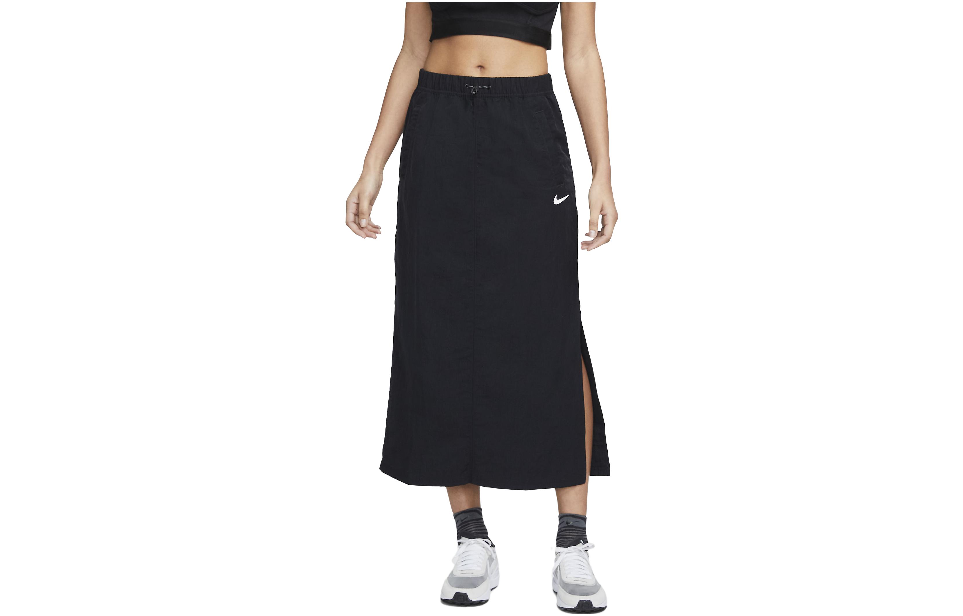 (Women) Nike Sportswear Essential Black Side-Slit Casual Maxi Skirt. DM6249-010