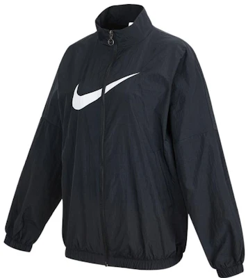 (Women) Nike Sportswear Essential Logo Crinkle Woven Loose Fit Jacket Black DM6182-010 Order (Women) Nike Sportswear Essential Logo Crinkle Woven Loose Fit Jacket Black DM6182-010