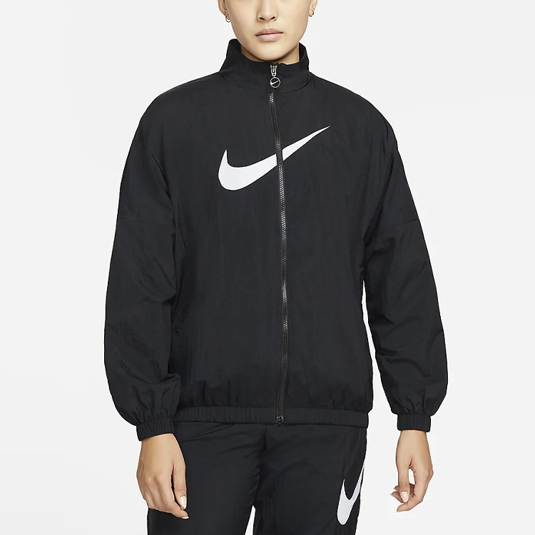 Purchase (Women) Nike Sportswear Essential Logo Crinkle Woven Loose Fit Jacket Black DM6182-010