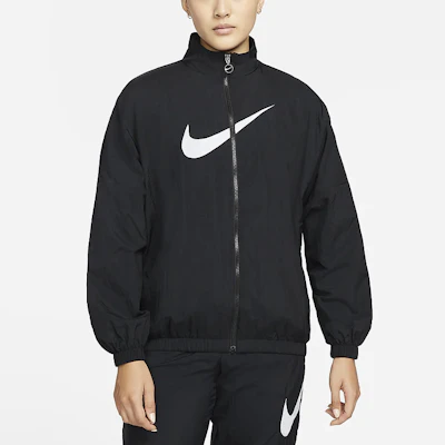 (Women) Nike Sportswear Essential Logo Crinkle Woven Loose Fit Jacket Black DM6182-010 Purchase (Women) Nike Sportswear Essential Logo Crinkle Woven Loose Fit Jacket Black DM6182-010