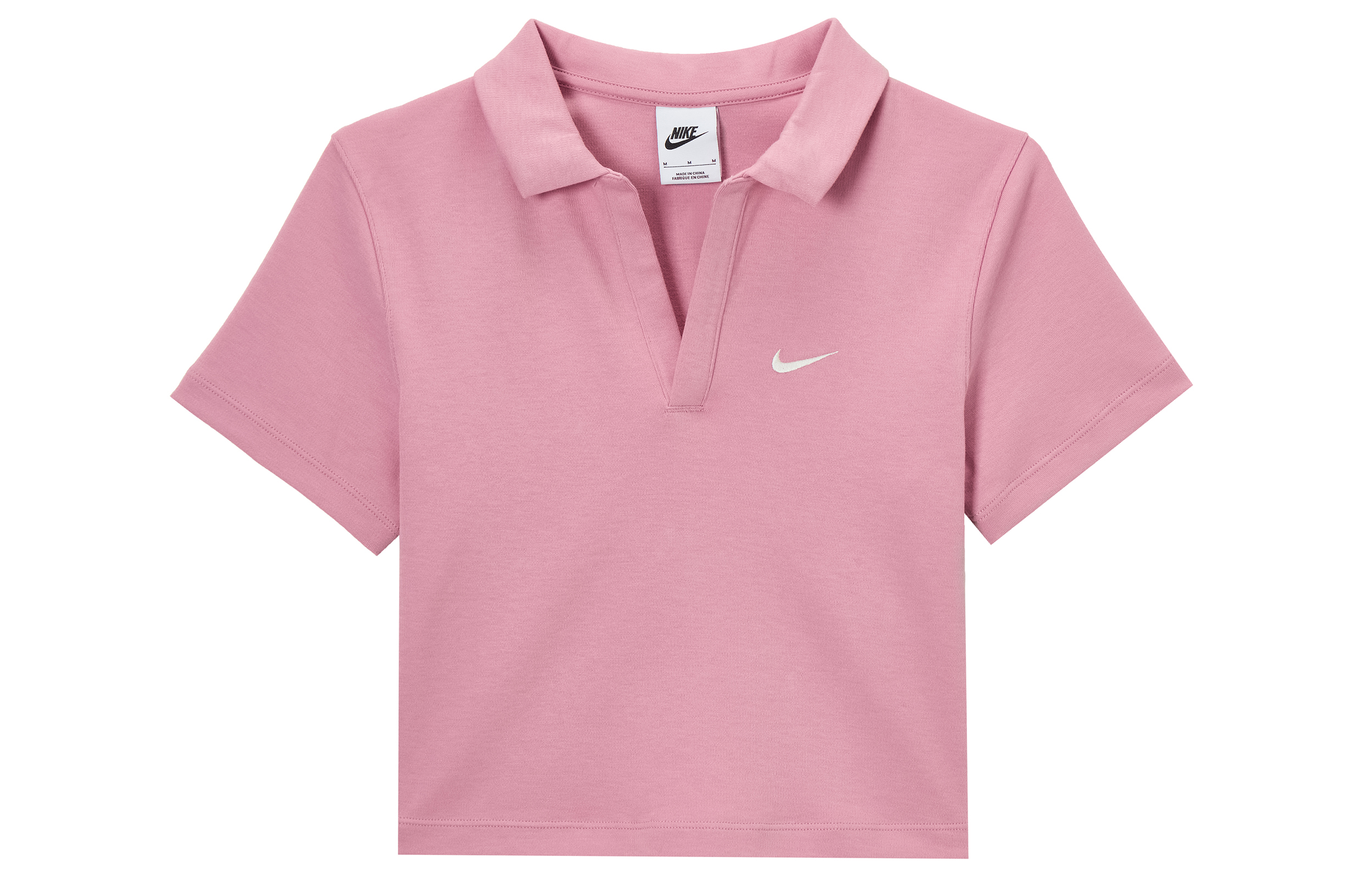 (Women) Nike Sportswear Essentials Pink Short-Sleeve Polo Shirt. DV7885-699