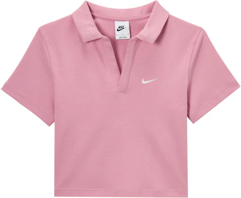 (Women) Nike Sportswear Essentials Pink Short-Sleeve Polo Shirt. DV7885-699 Buy (Women) Nike Sportswear Essentials Pink Short-Sleeve Polo Shirt. DV7885-699