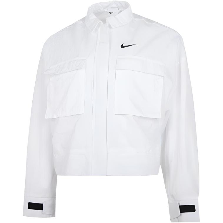 (Women) Nike Sportswear Essentials SS22 White Solid Woven Long Sleeve Jacket DM6244-100