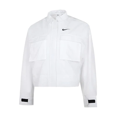 (Women) Nike Sportswear Essentials SS22 White Solid Woven Long Sleeve Jacket DM6244-100