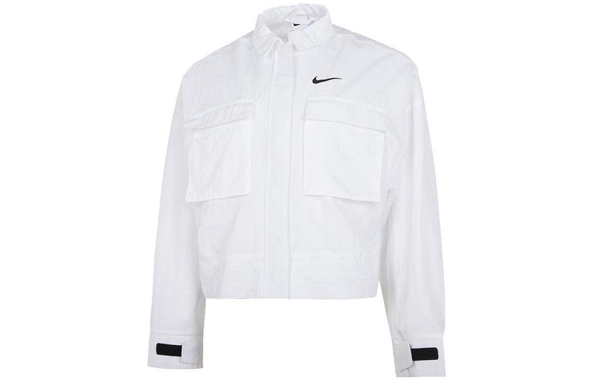 (Women) Nike Sportswear Essentials SS22 White Solid Woven Long Sleeve Jacket DM6244-100 圖 2