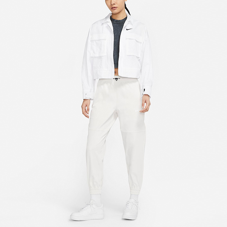(Women) Nike Sportswear Essentials SS22 White Solid Woven Long Sleeve Jacket DM6244-100 圖 4