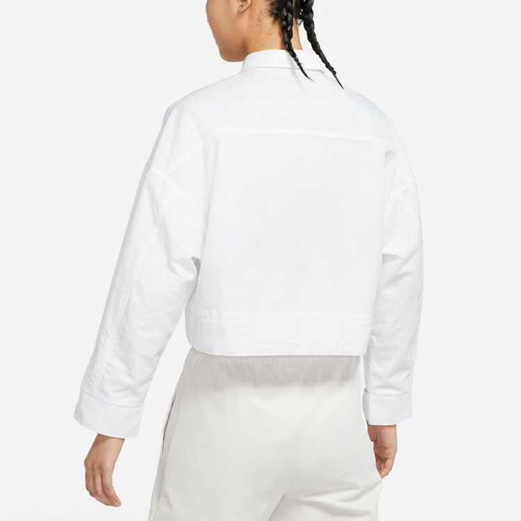 (Women) Nike Sportswear Essentials SS22 White Solid Woven Long Sleeve Jacket DM6244-100 圖 6