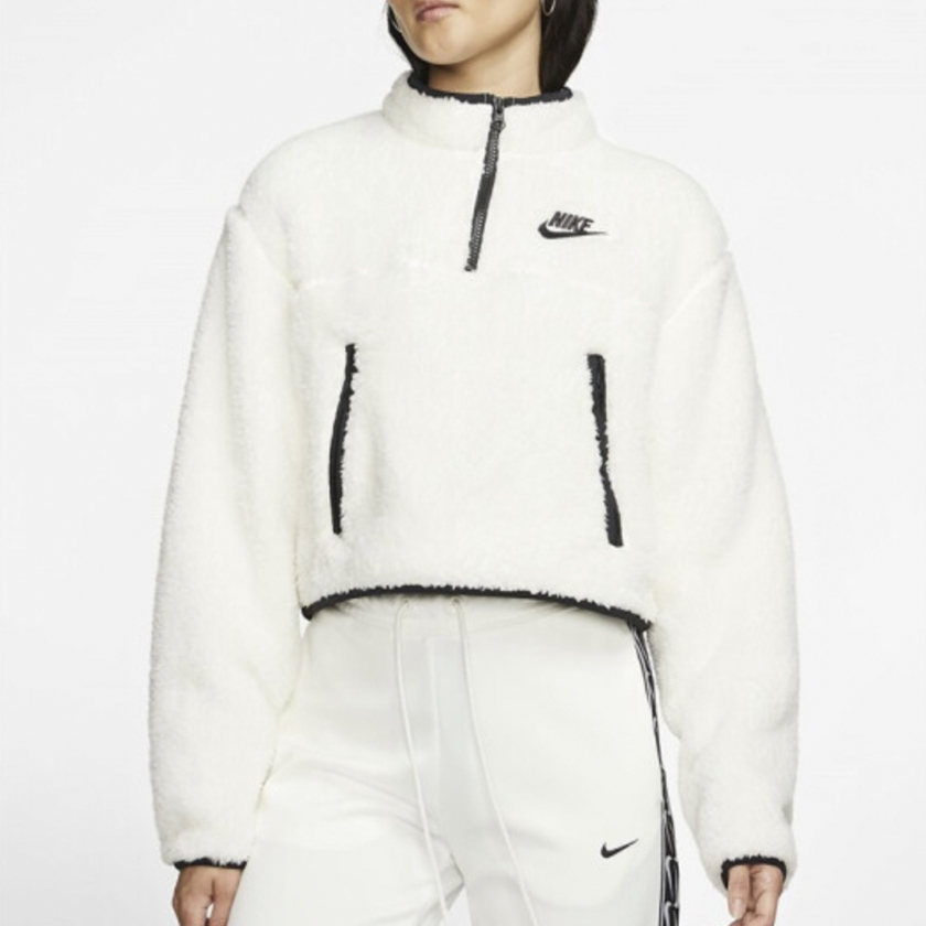 (Women) Nike Sportswear Half-Zip Knit Cropped Jacket White CJ6283-110 圖 4