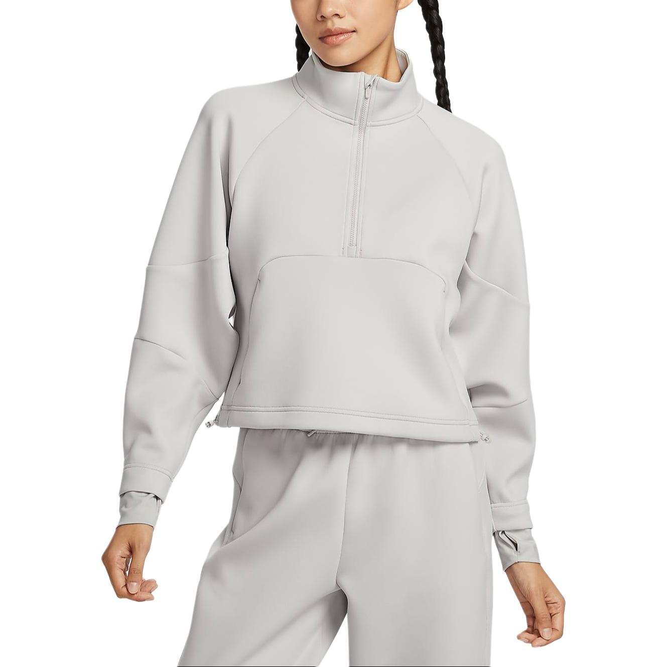 Shop (W) Nike 運動休閒半拉鏈長袖套頭衫灰色 FB5231-014