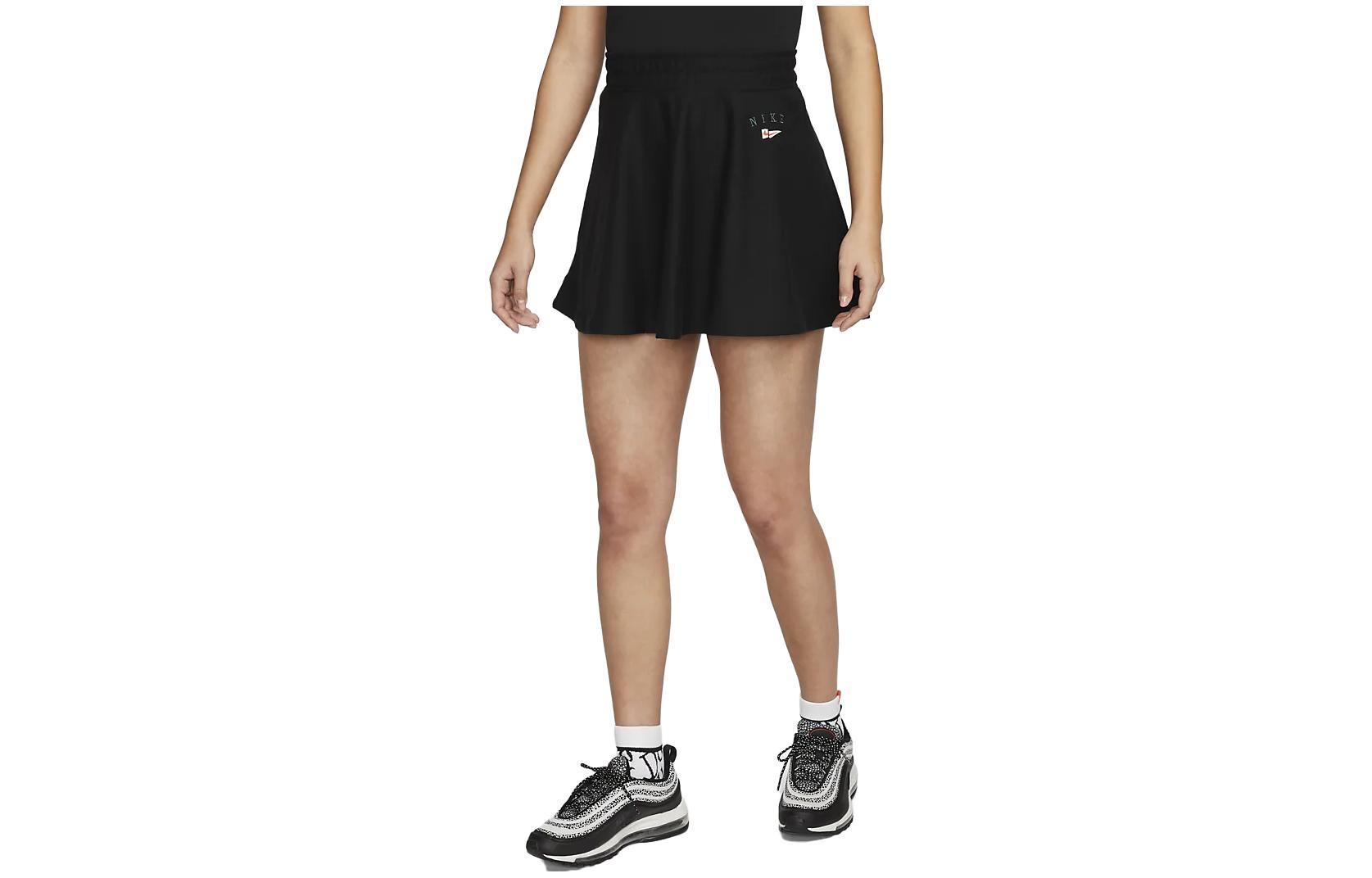 (Women) Nike Sportswear High-Waisted Embroidered Logo Skirt Black Comfortable Fit FD0898-010