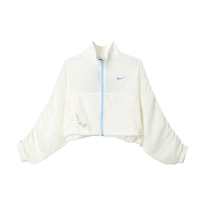 (Women) Nike Sportswear Logo Print High-Neck Woven Cropped Jacket Spring White DX6151-133