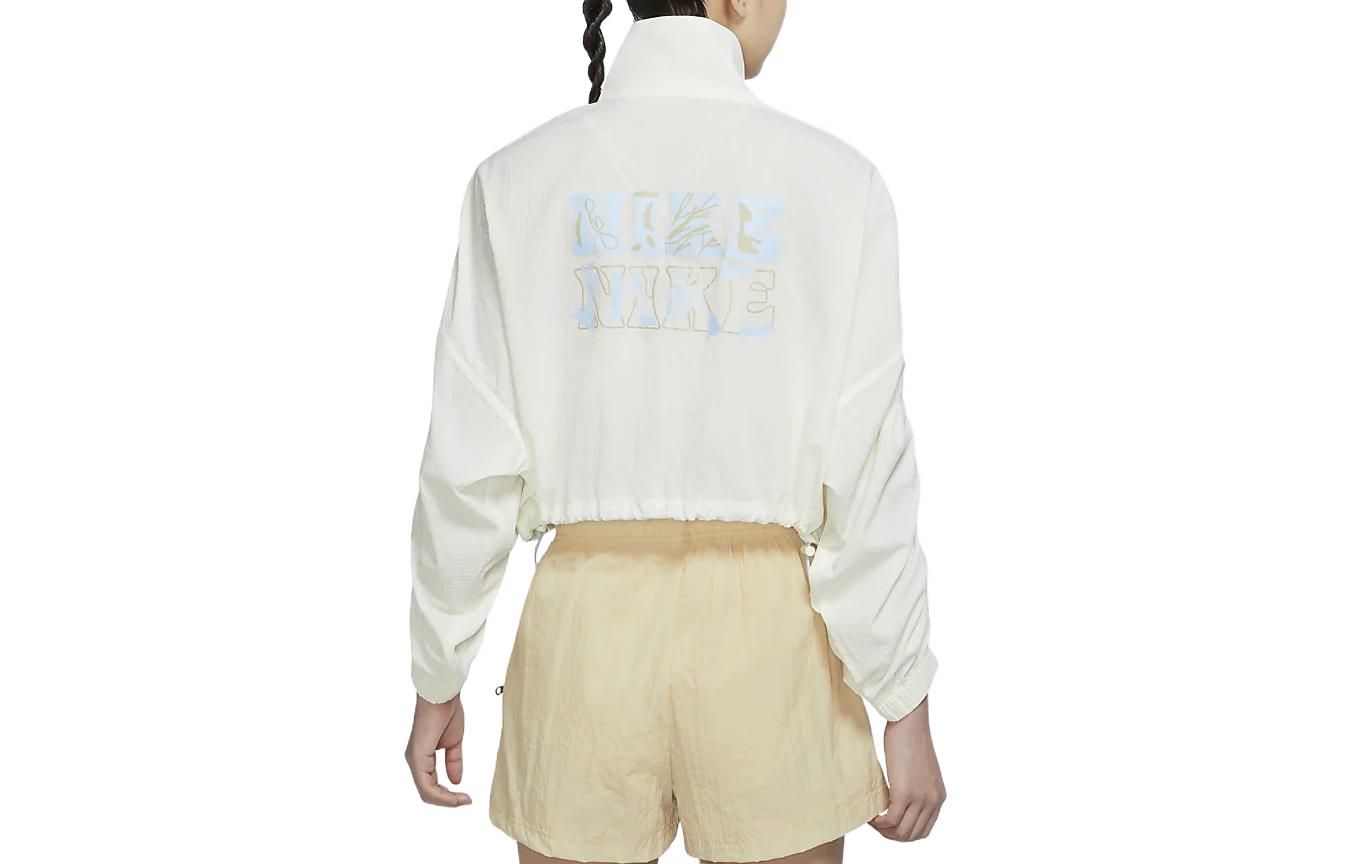 (Women) Nike Sportswear Logo Print High-Neck Woven Cropped Jacket Spring White DX6151-133 圖 3