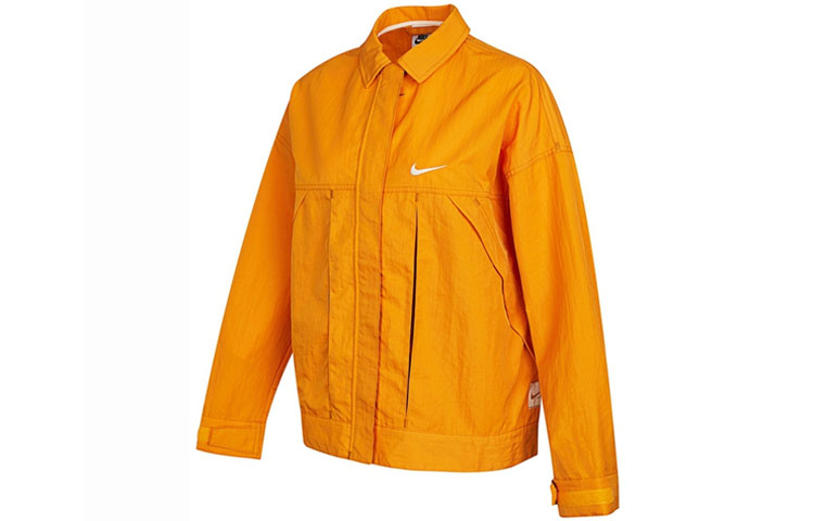 (Women) Nike Sportswear Loose-Fit Woven Jacket Yellow with Back Swoosh Logo DM6204-738