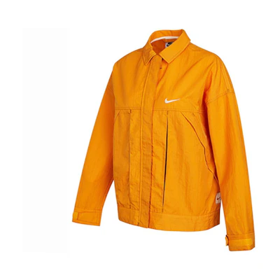 (Women) Nike Sportswear Loose-Fit Woven Jacket Yellow with Back Swoosh Logo DM6204-738