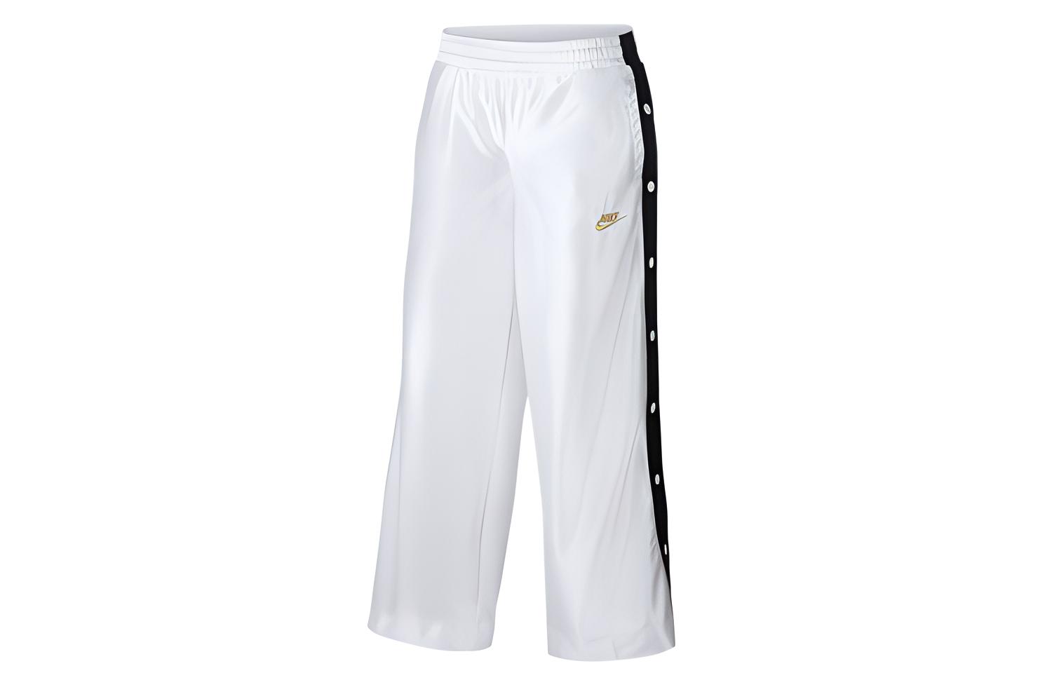 (Women) Nike Sportswear Mid-Rise Snap Wide-Leg Knit Pants White CI9973-100