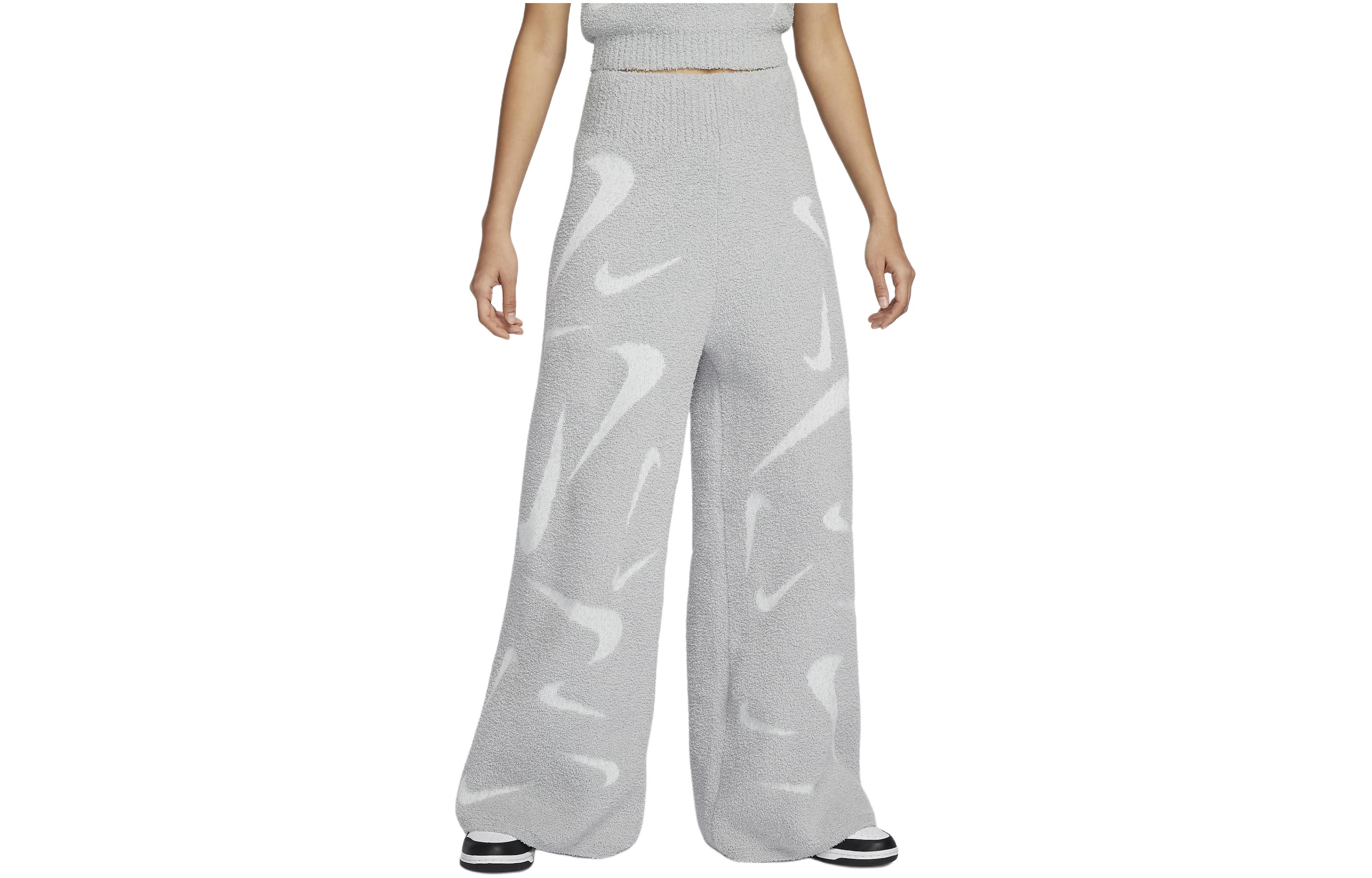 (Women) Nike Sportswear Phoenix Cozy Bouclé High-Waist Knit Wide-Leg Pants Women Grey FD4289-077