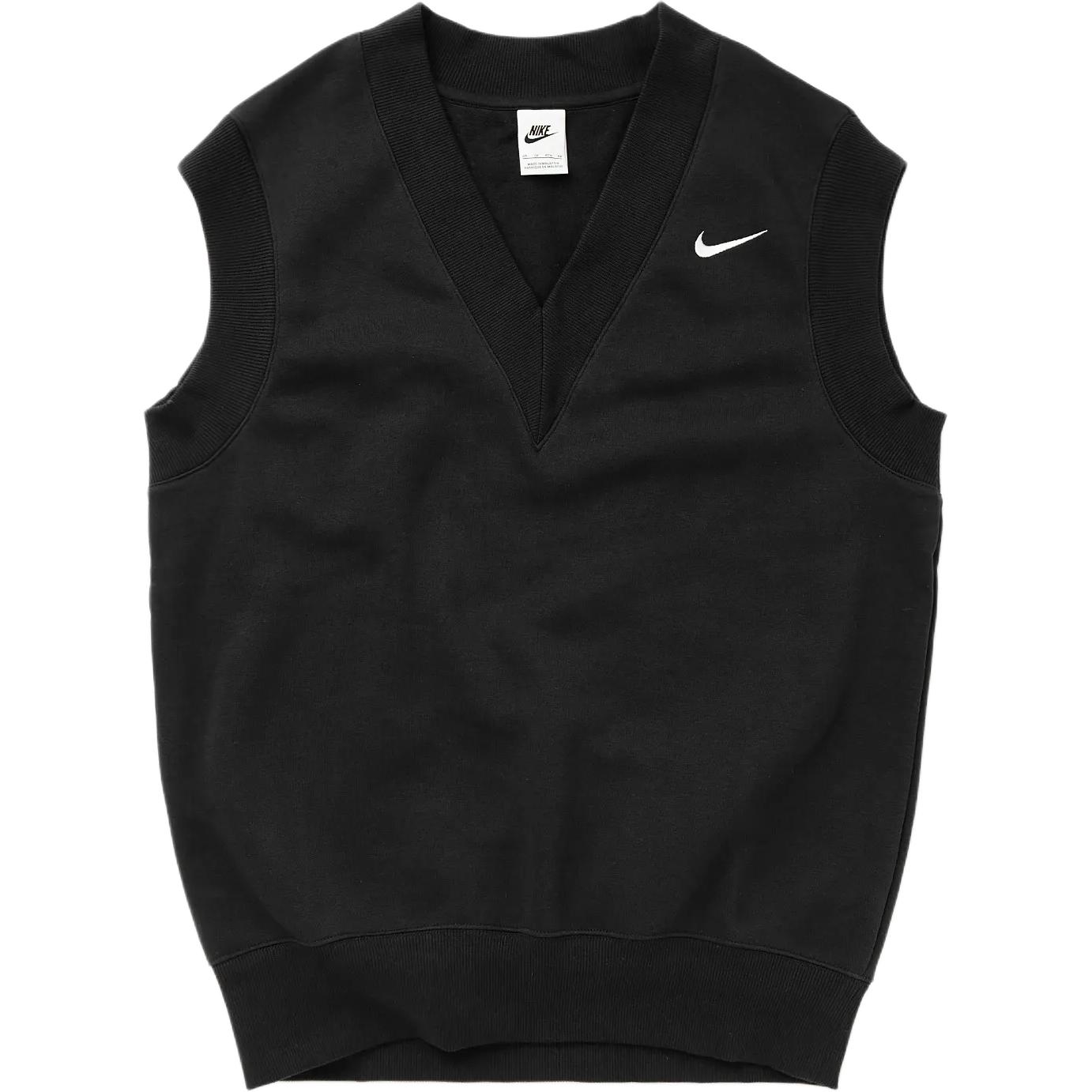 (Women) Nike Sportswear Phoenix Fleece Embroidered V-Neck Sleeveless Vest Women Black DQ6759-010