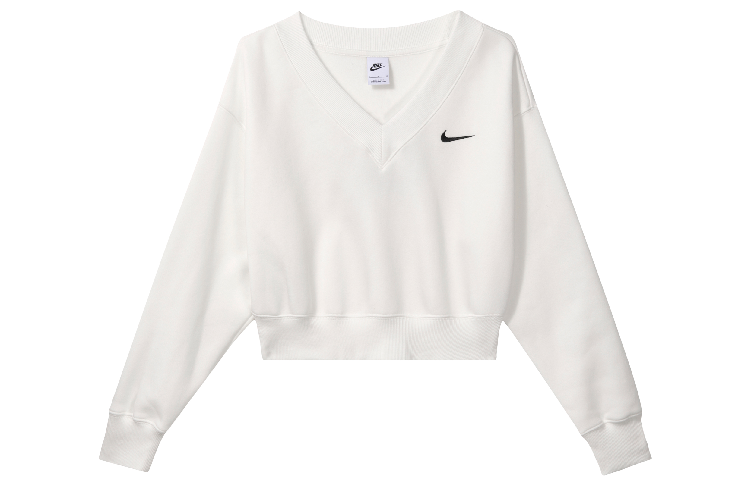 (Women) Nike Sportswear Phoenix Fleece V-Neck Embroidered Sweatshirt Sail White (W) FN3652-133 圖 2