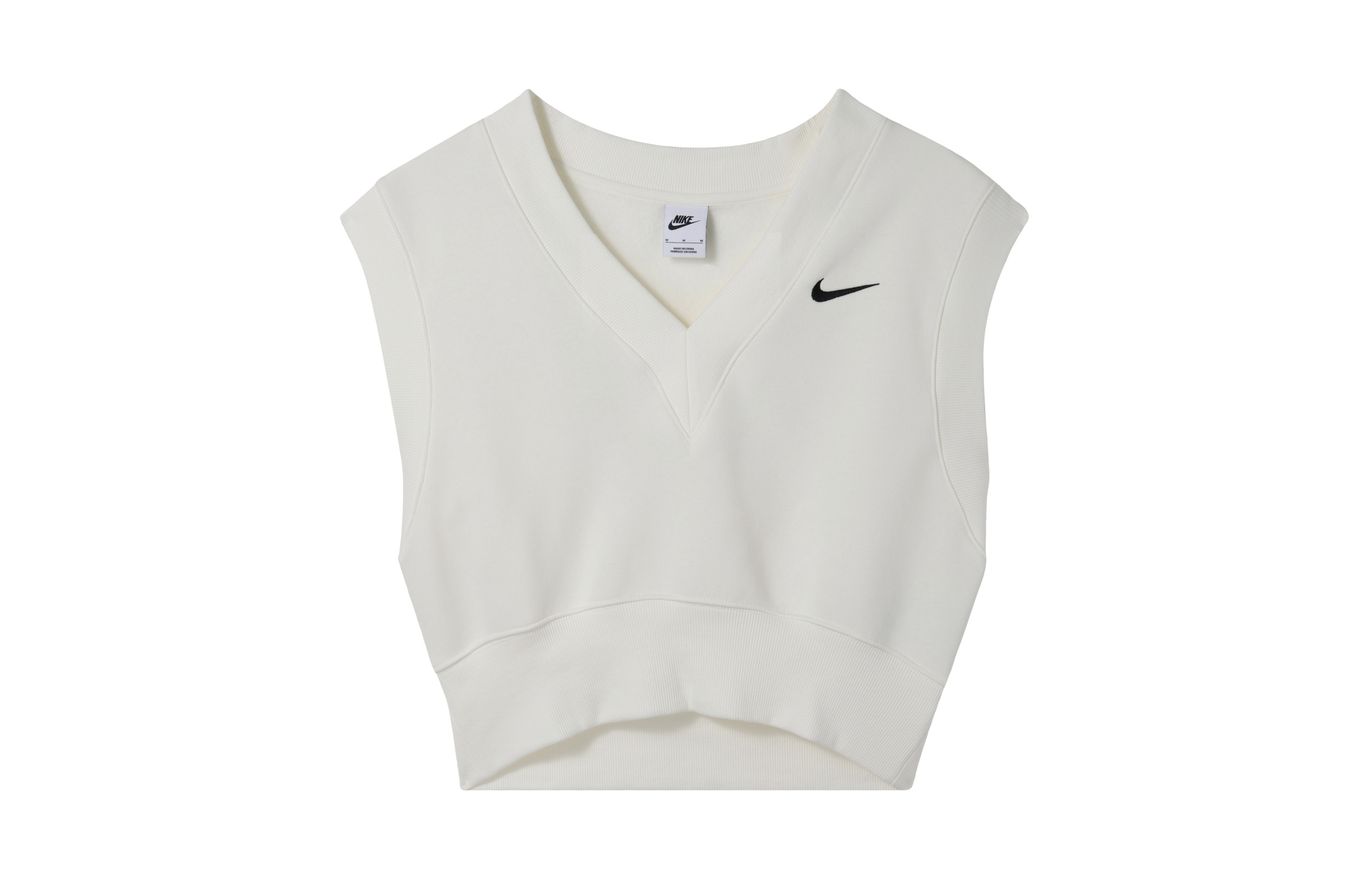 (Women) Nike Sportswear Phoenix Fleece V-Neck Tank Top Sail/Black FV6317-133