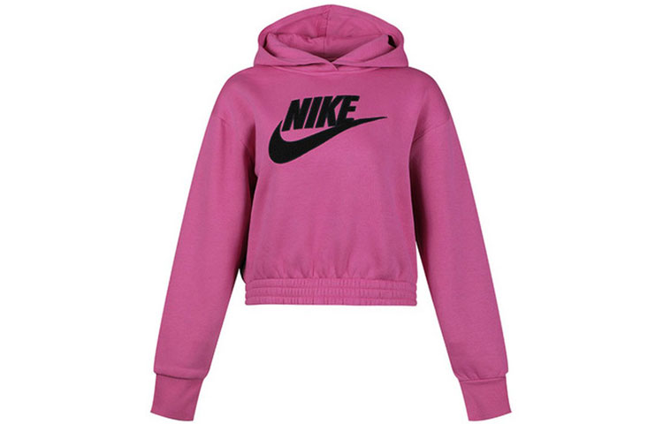 (Women) Nike Sportswear Purple Cropped Hoodie with Logo Print CJ2035-691