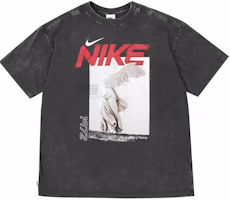 (Women) Nike Sportswear Retro Letter Print Casual T-Shirt - Gray/Black. HF6292-060 (Women) Nike Sportswear Retro Letter Print Casual T-Shirt - Gray/Black. HF6292-060