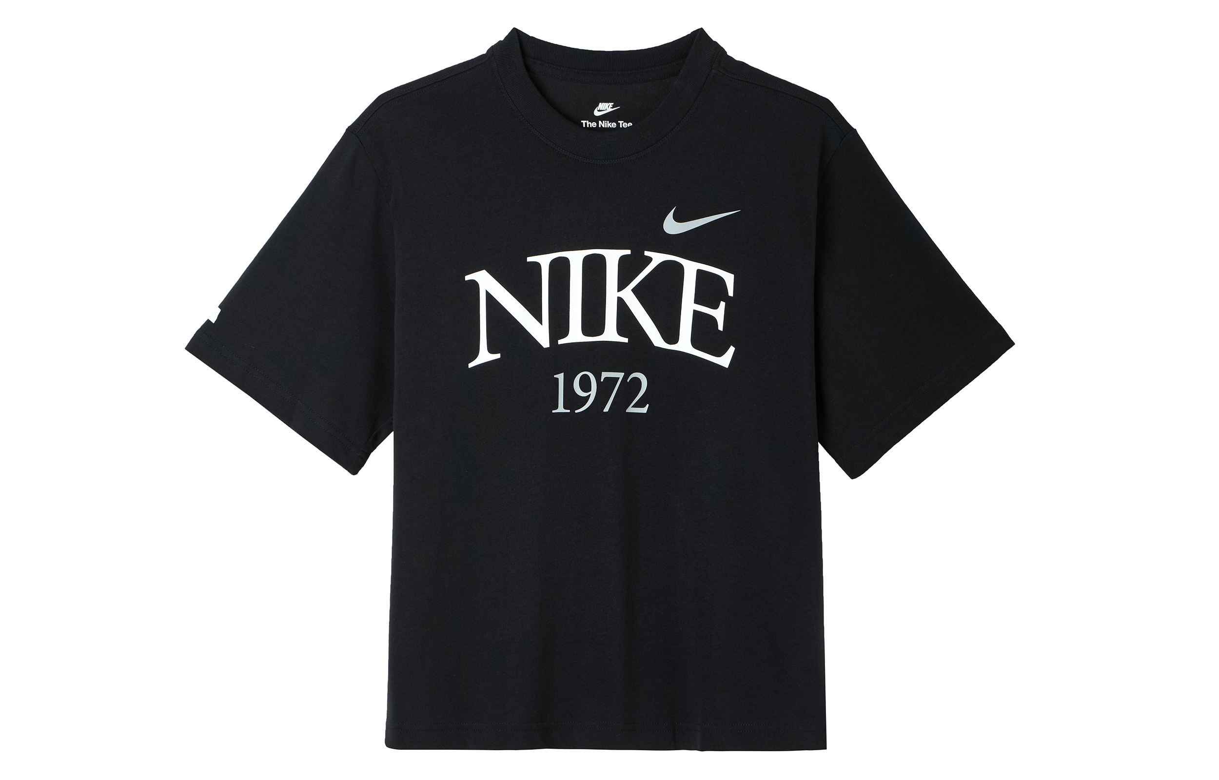 (Women) Nike Sportswear Retro Logo Printed Black Ribbed Short-Sleeve T-Shirt FQ6601-010