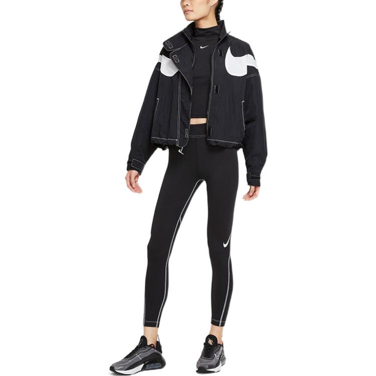 (Women) Nike Sportswear Swoosh Cropped Woven Jacket Black Spring Edition DD5585-010 圖 4