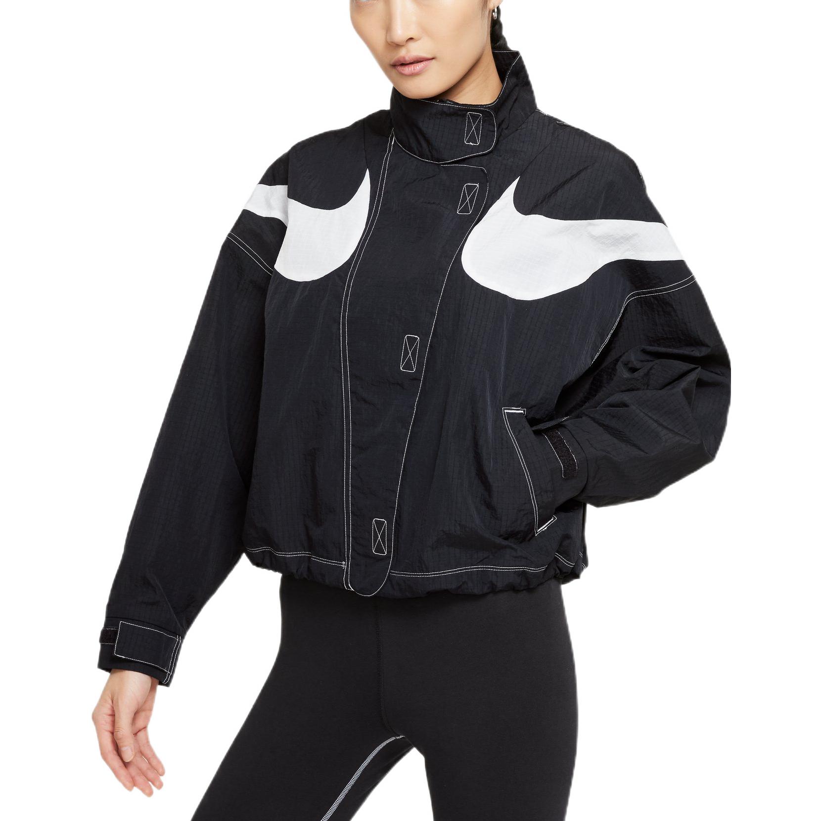 (Women) Nike Sportswear Swoosh Cropped Woven Jacket Black Spring Edition DD5585-010 圖 6