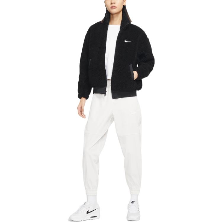 Shop (W) Nike Sportswear Swoosh 羊羔絨外套 黑色 - 休閒保暖夾克 DR5629-010