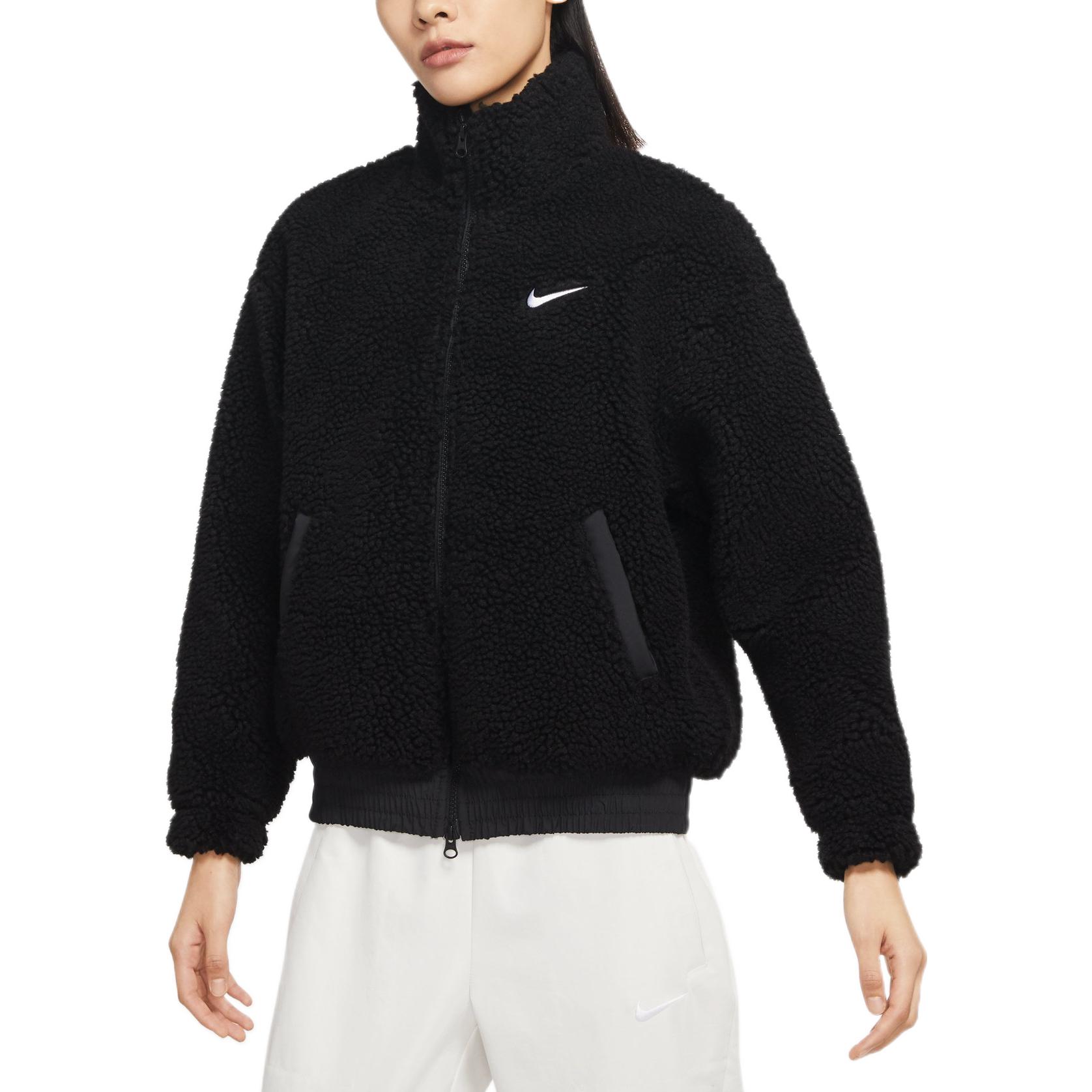 Purchase (W) Nike Sportswear Swoosh 羊羔絨外套 黑色 - 休閒保暖夾克 DR5629-010