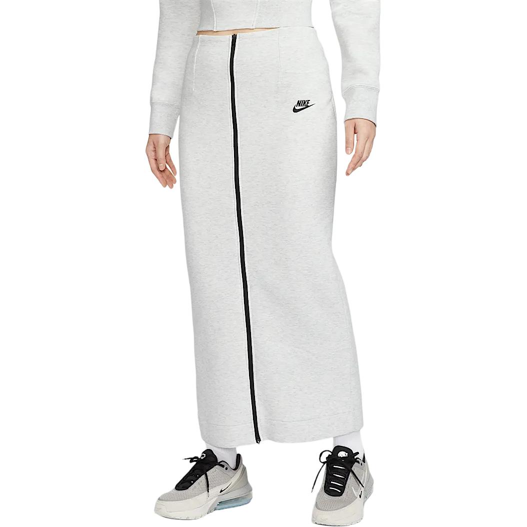 (Women) Nike Sportswear Tech Fleece Dress FW24 Stylish Slim Fit - Light Grey/Black. HJ0919-013