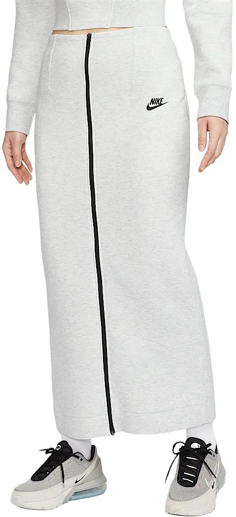 women-nike-sportswear-tech-fleece-dress-fw-24-stylish-slim-fit-light-grey-black-hj-0919-013