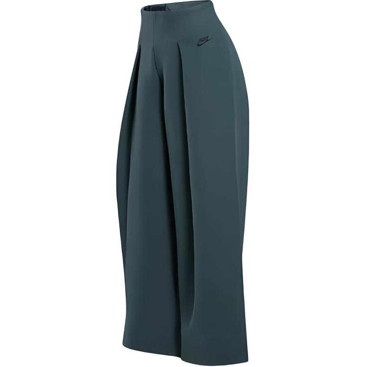 (Women) Nike Sportswear Tech Fleece High-Waist Wide-Leg Pants Olive Green. FV8053-338