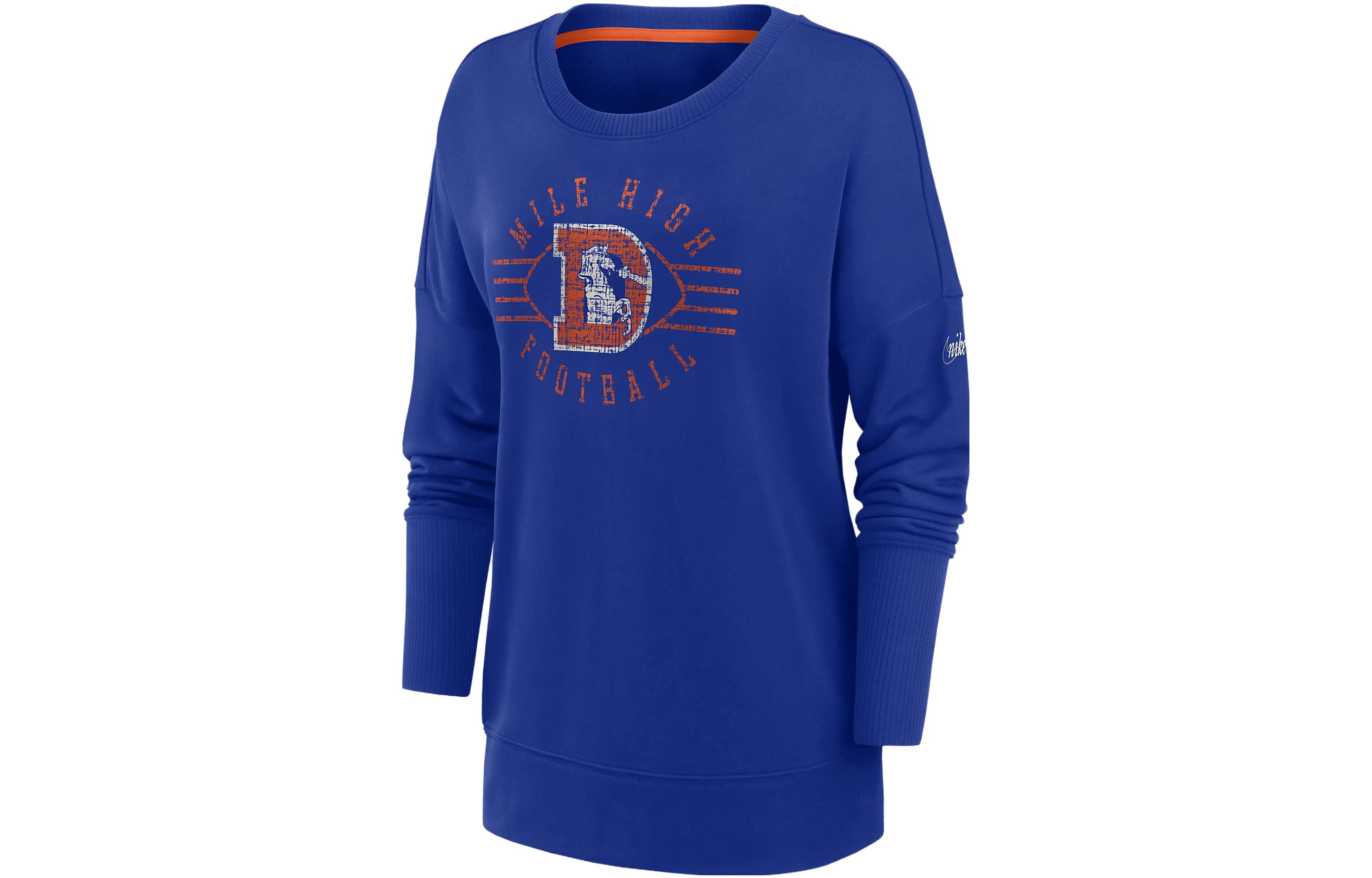 (Women) Nike SS23 Blue Crewneck Long Sleeve Shirt with Logo NKZ1EH73V7L-0ZF