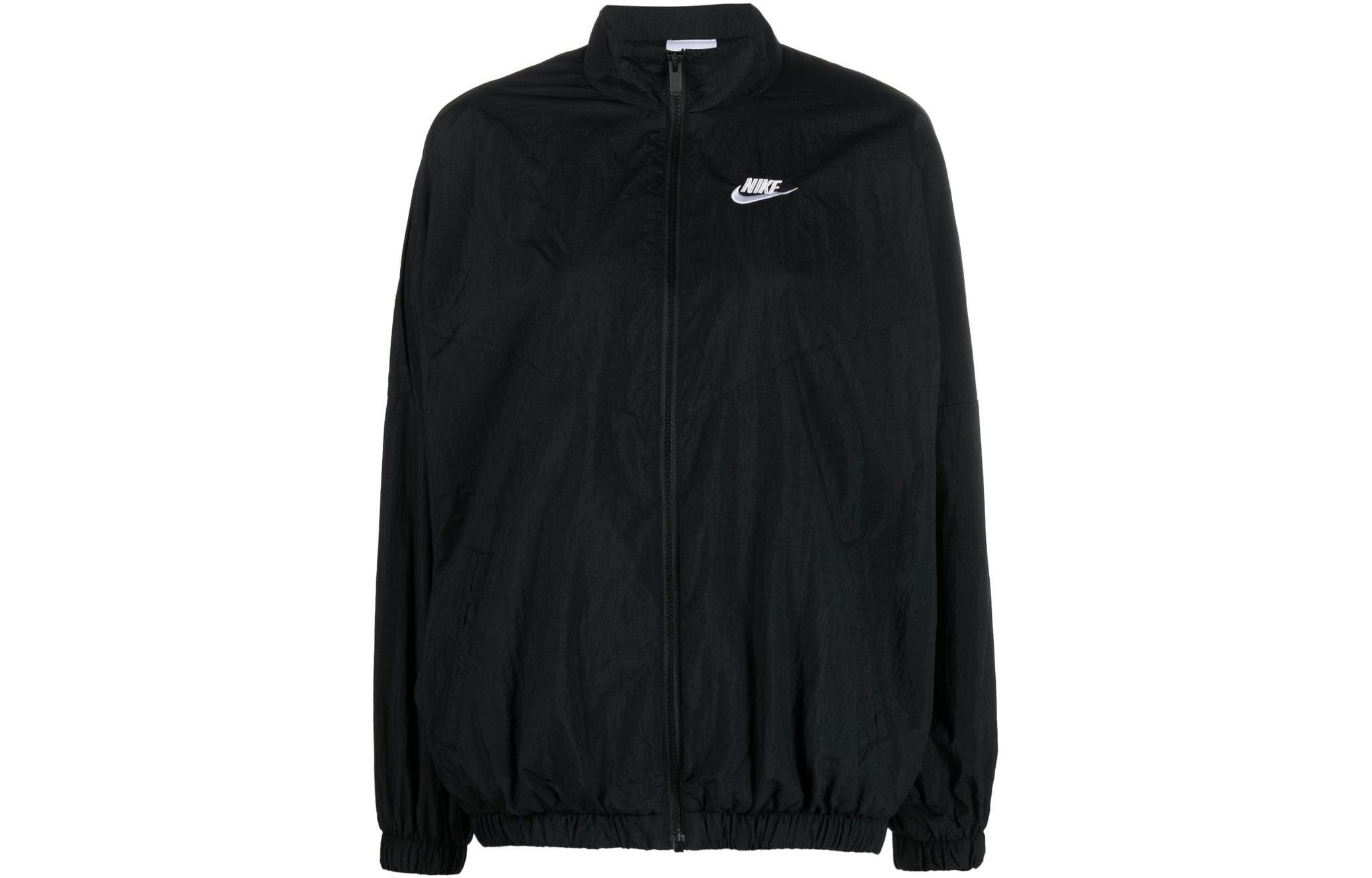 (Women) Nike SS23 Logo Embroidered Zip Jacket Black DM6185-010